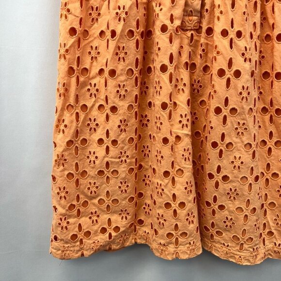 Outback Red Womens Fit & Flare Dress Orange Eyelet Button V Neck Short Sleeve 2 - Picture 9 of 11
